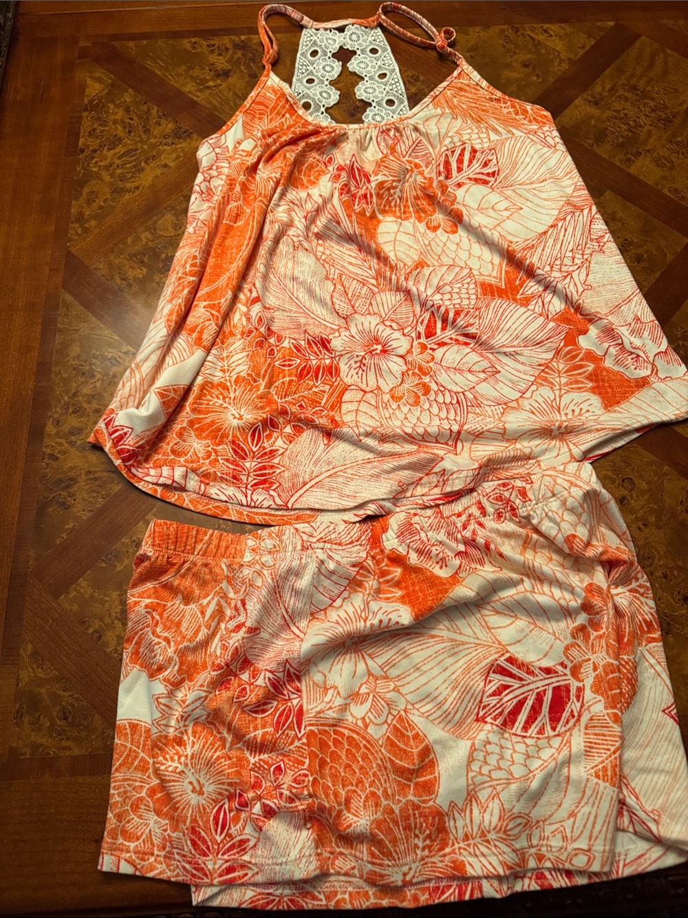 Women’s Floral Orange Print Skirt — Lightweight Summer Style